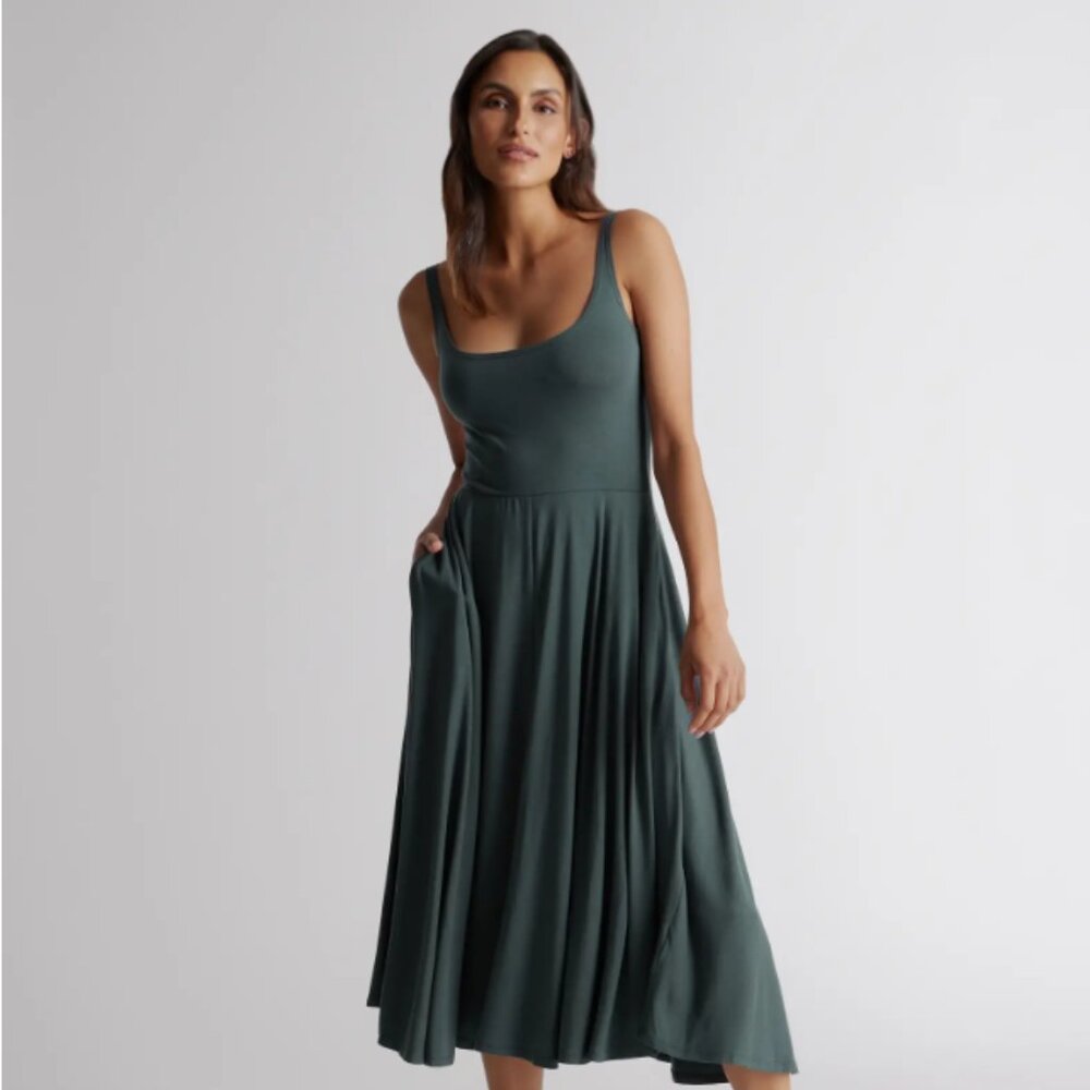 Tencel Jersey Fit & Flare Dress (M)  Dark Olive